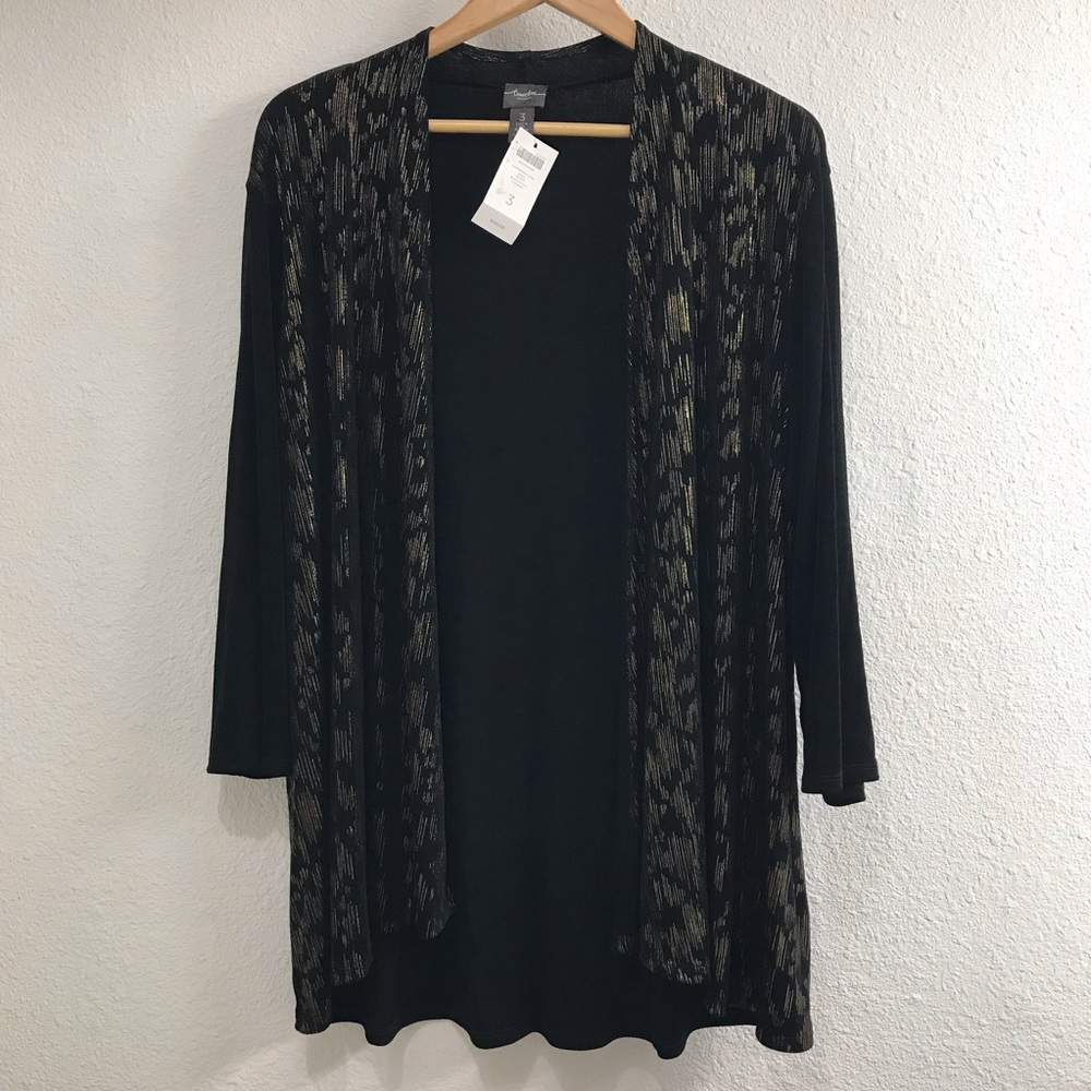 Travelers by Chico’s Shimmering Lines Jacket Black Gold sz3
